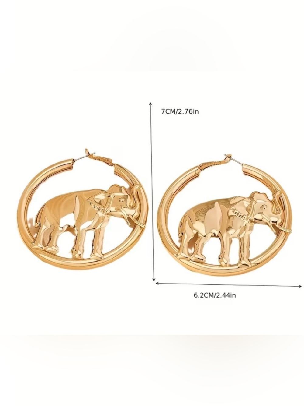 Gold Elephant Hoop Earrings - Women Jewelry - Picture 3 of 3